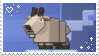 a minecraft mountain goat with little hearts around it